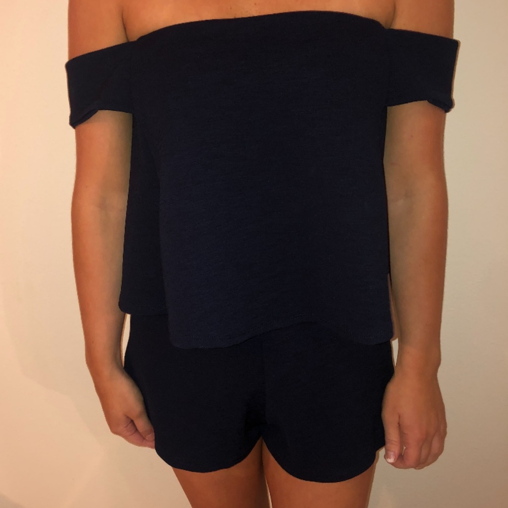 My Story Navy off shoulder romper